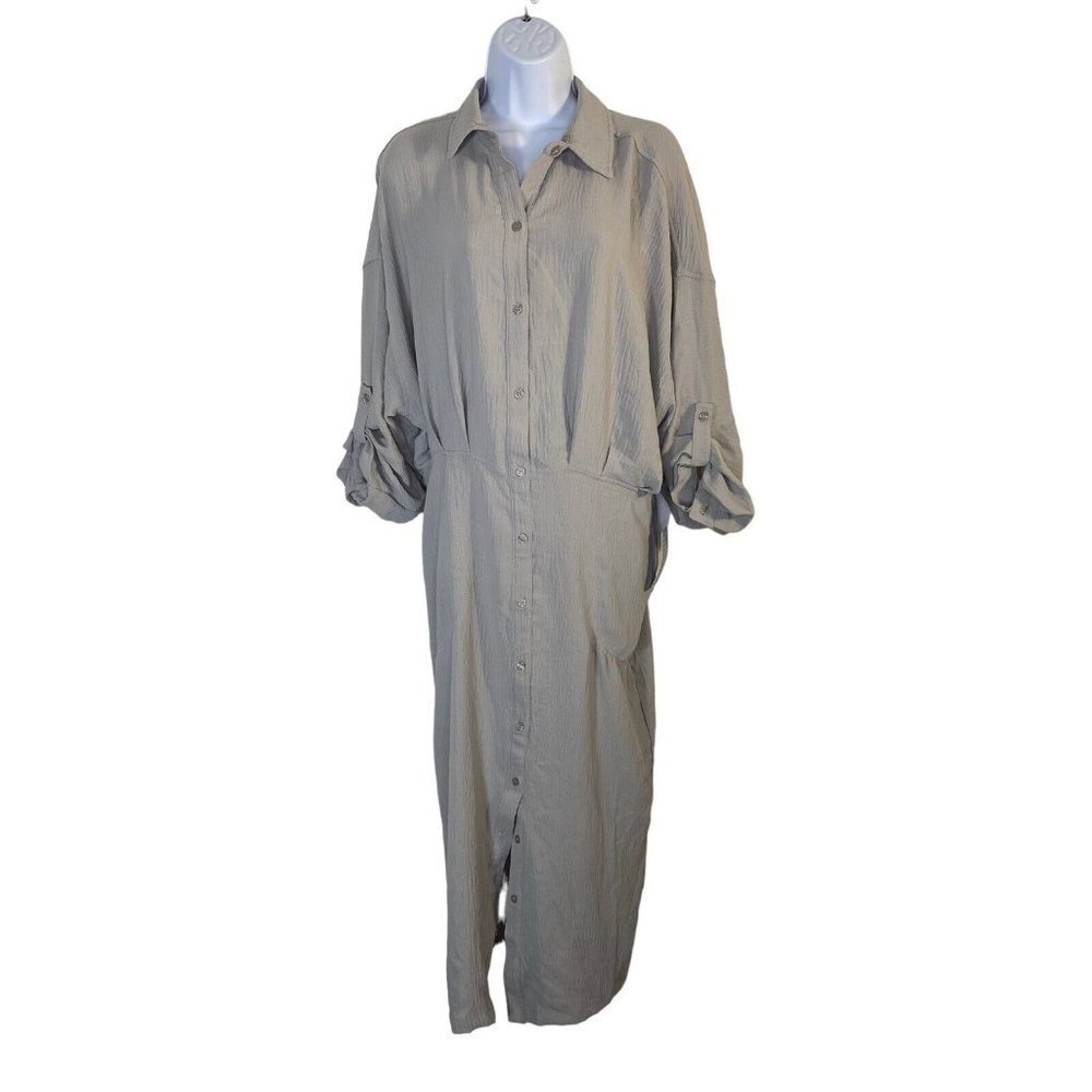 Max Studio Women's Clay Button-Down Maxi Dress Long‎ Sleeve Size X Large New